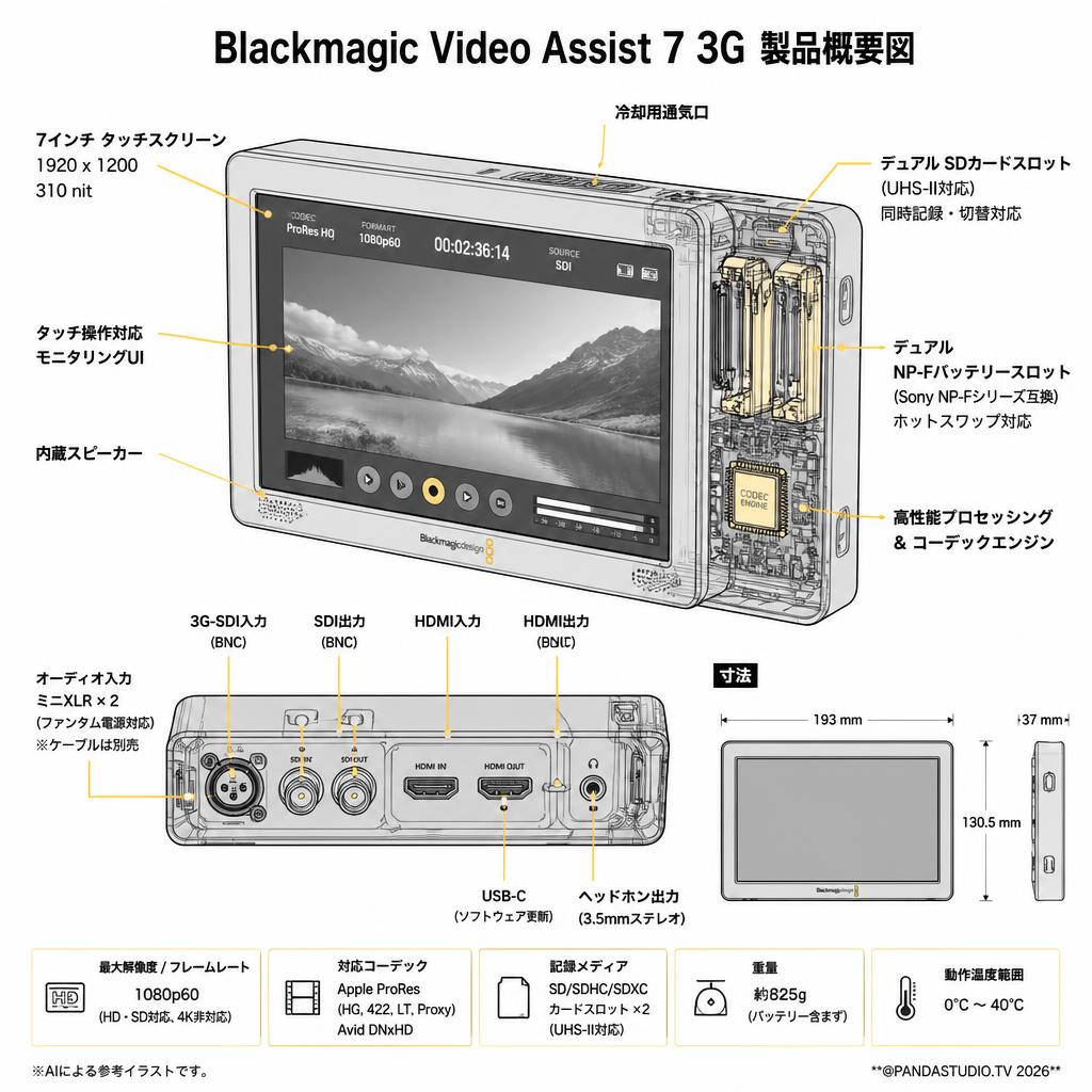 Blackmagic Video Assist 7 3G スペック