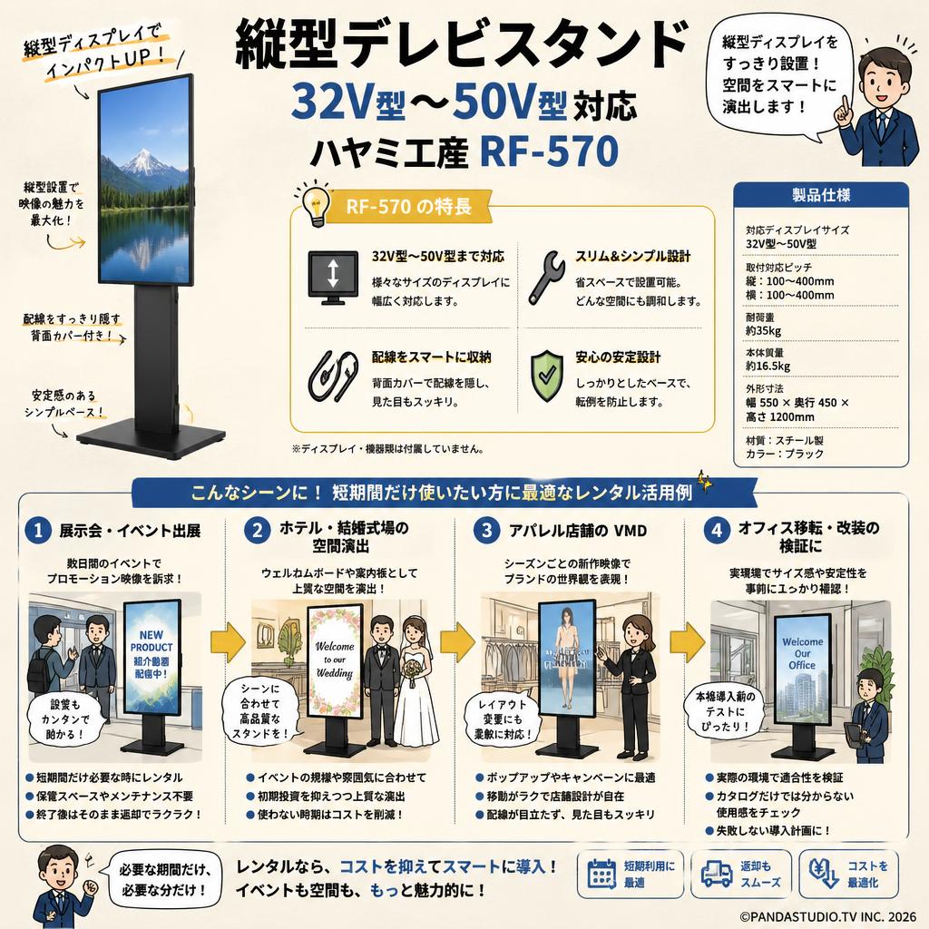 縦型テレビスタンド 32V型～50V型対応 ハヤミ工産RF-570 おもな対象のお客様