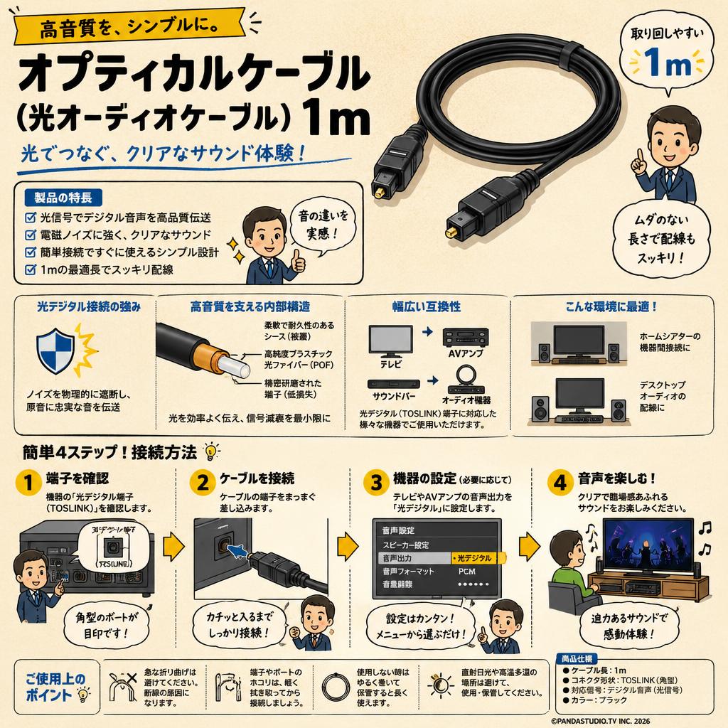 オプティカルケーブル(光オーディオケーブル) 1m 概要