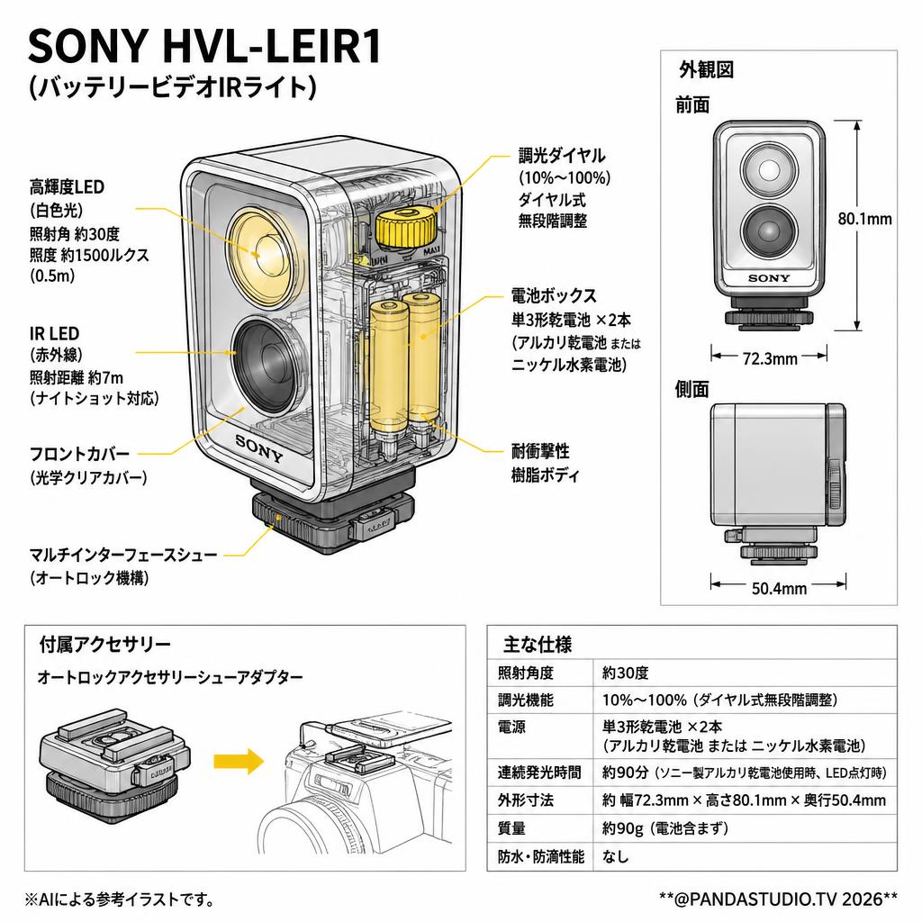 SONY HVL-LEIR1 (バッテリービデオIRライト) スペック