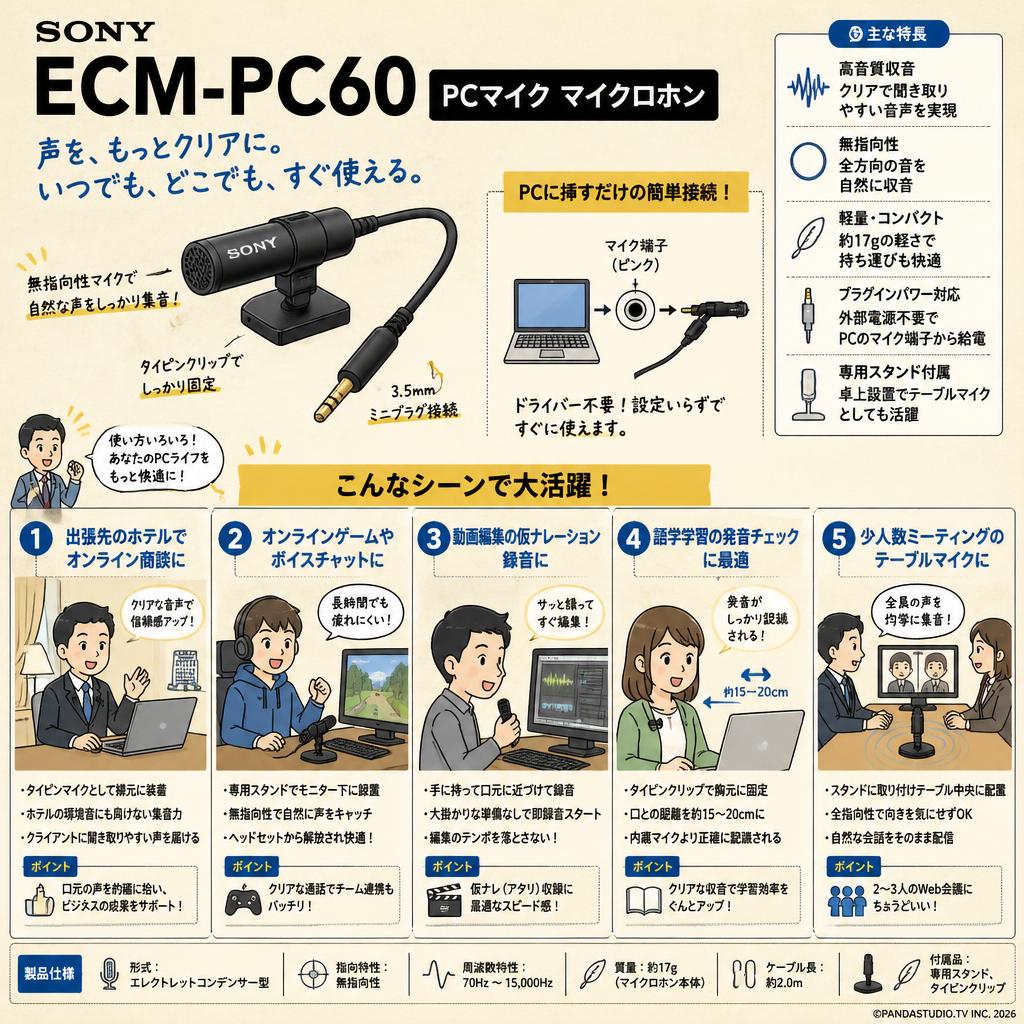 SONY ECM-PC60 PCマイク マイクロホン 用途