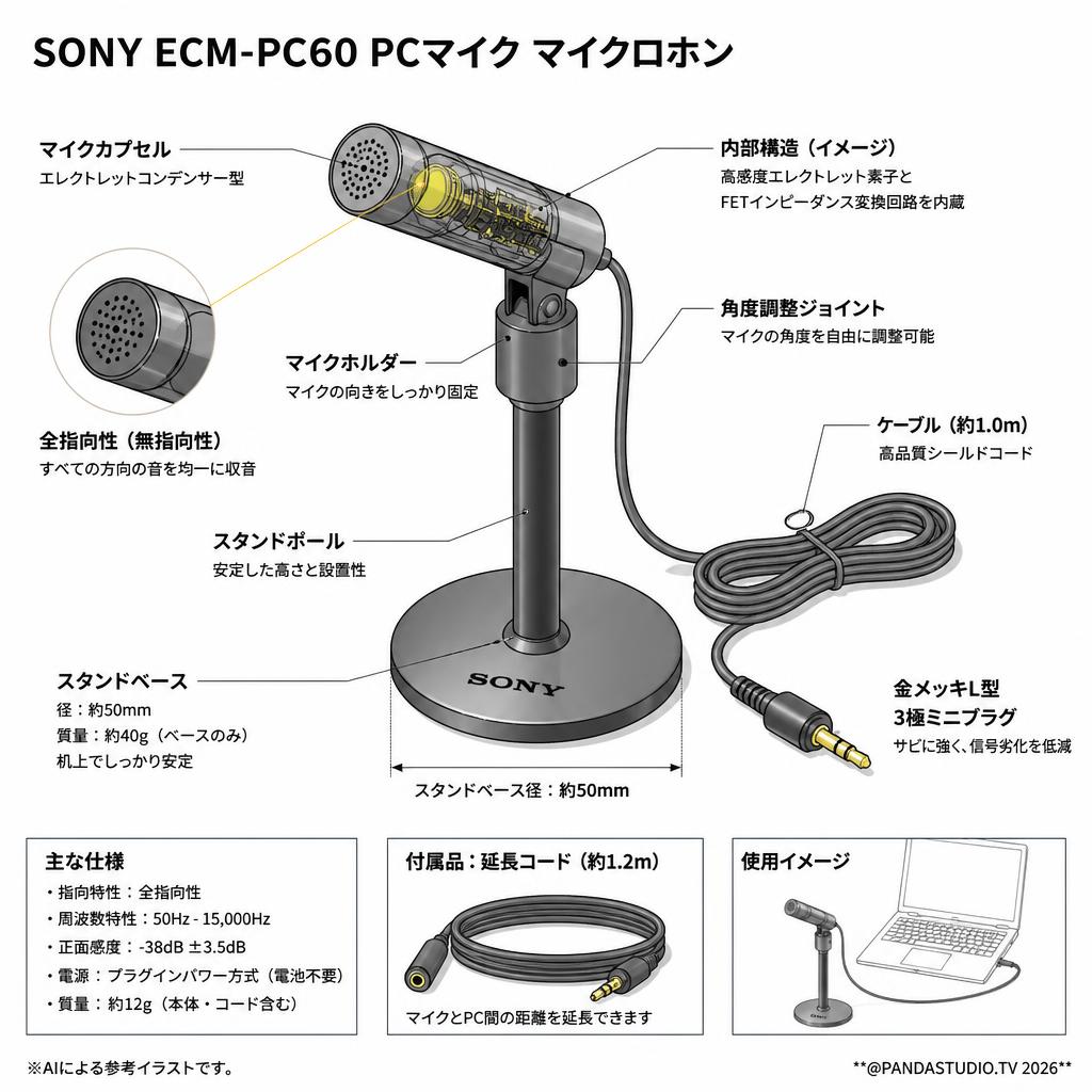 SONY ECM-PC60 PCマイク マイクロホン スペック