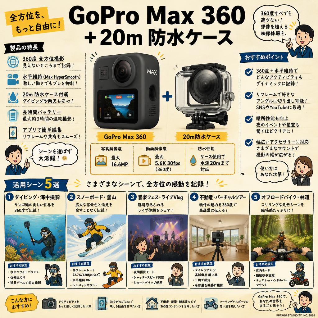 GoPro Max 360  ＋ 20m 防水ケース 用途