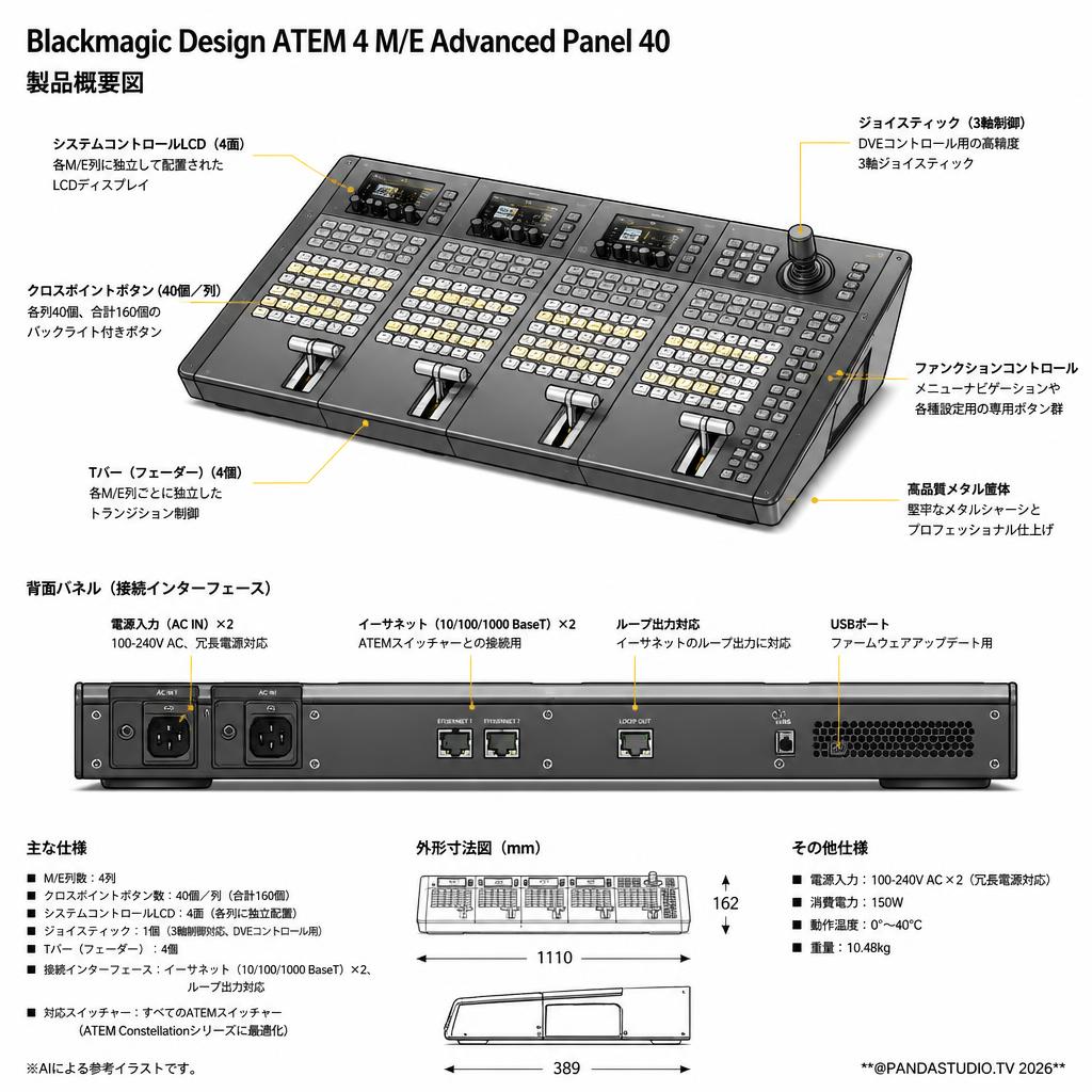 Blackmagic Design ATEM 4 M/E Advanced Panel 40 スペック
