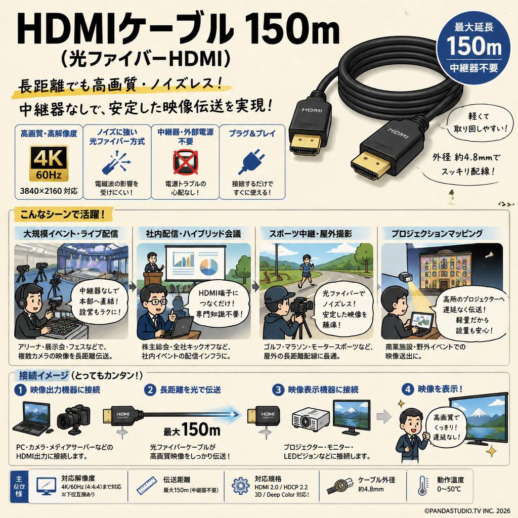 HDMIケーブル 150m （光ファイバーHDMI） おもな対象のお客様