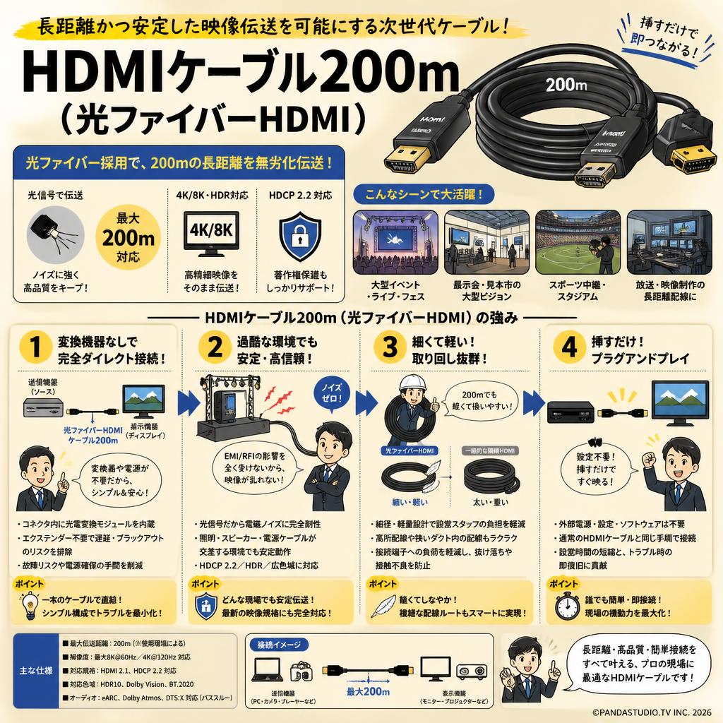 HDMIケーブル200m （光ファイバーHDMI） 概要