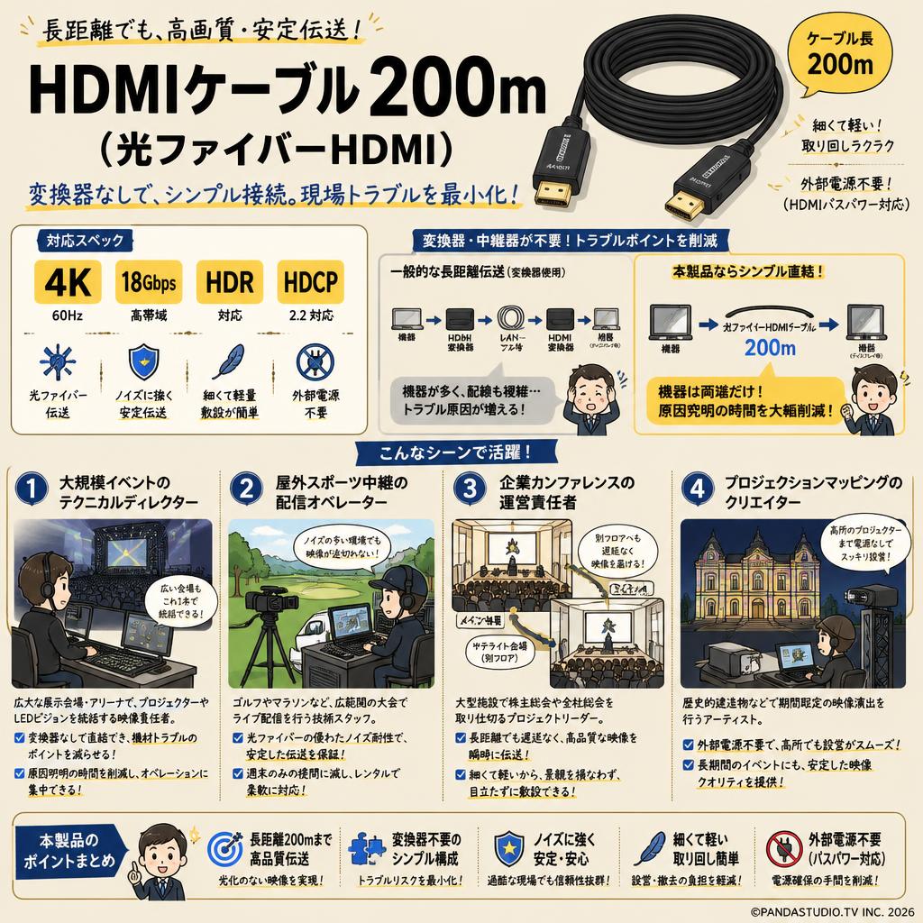 HDMIケーブル200m （光ファイバーHDMI） おもな対象のお客様