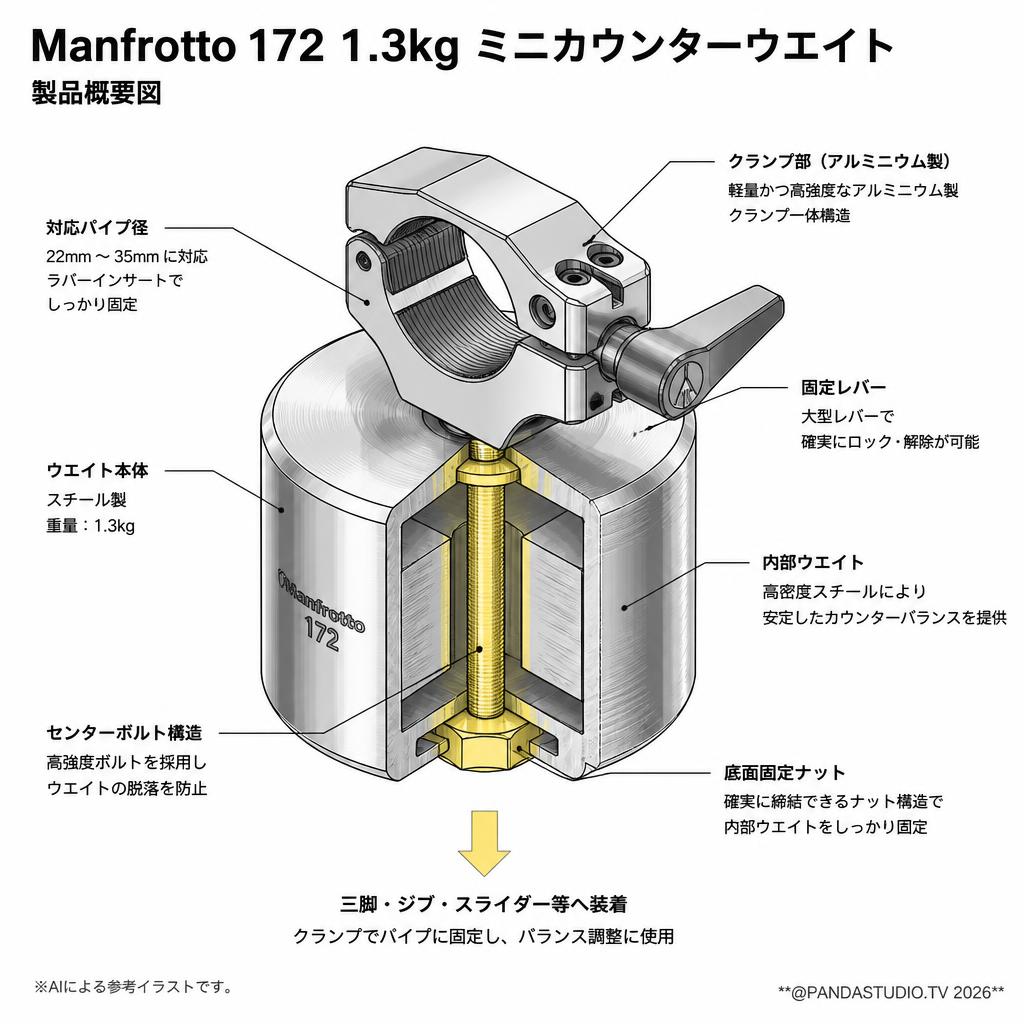 Manfrotto 172  1.3kg ミニカウンターウエイト スペック