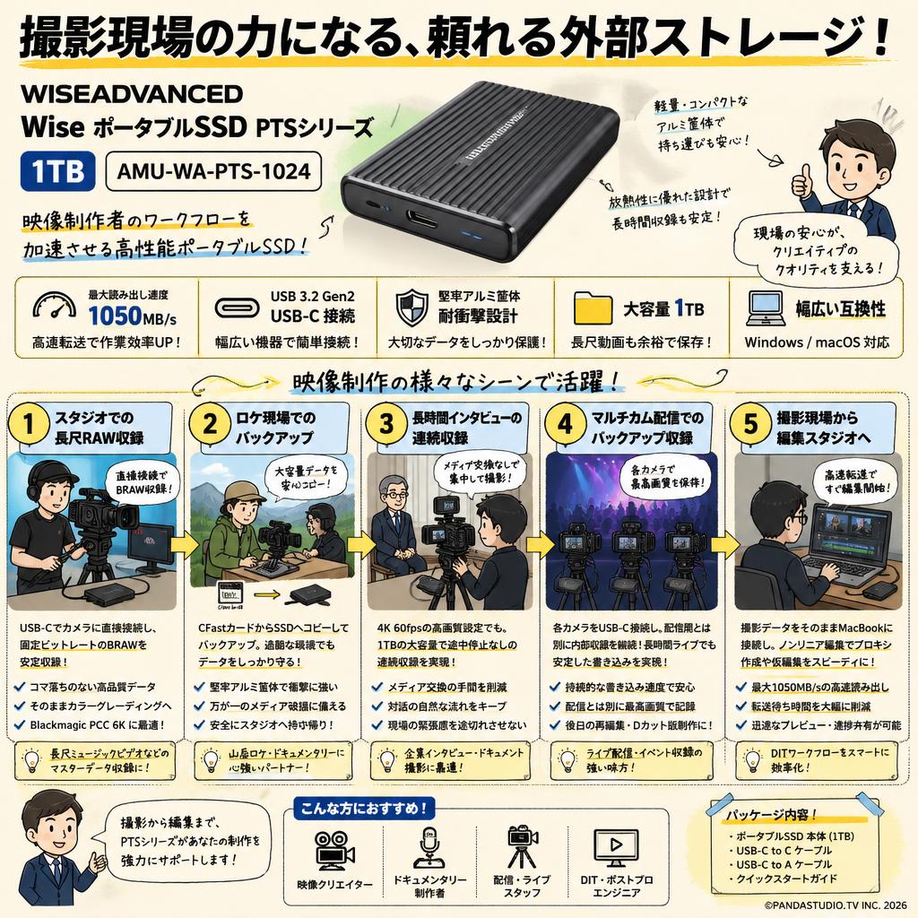 WISEADVANCED Wise ポータブルSSD PTSシリーズ 1TB AMU-WA-PTS-1024 用途