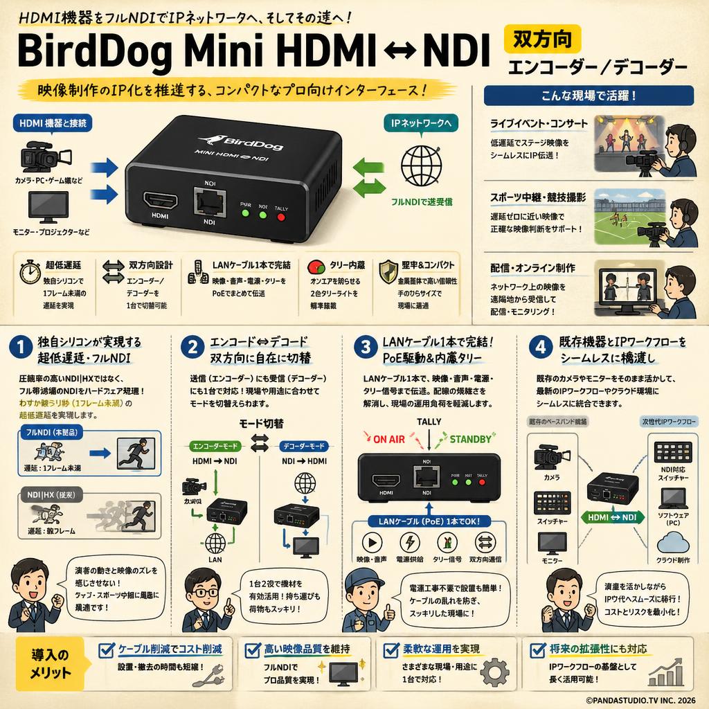 BirdDog Mini HDMI ⇔ NDI 双方向 エンコーダー／デコーダー 概要