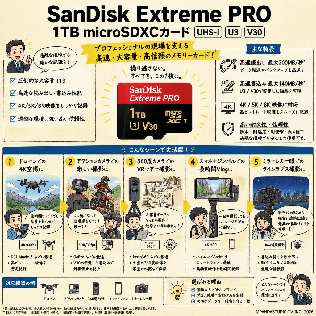 SanDisk Extreme Pro 1TB microSDXCカード UHS-I U3 V30 用途