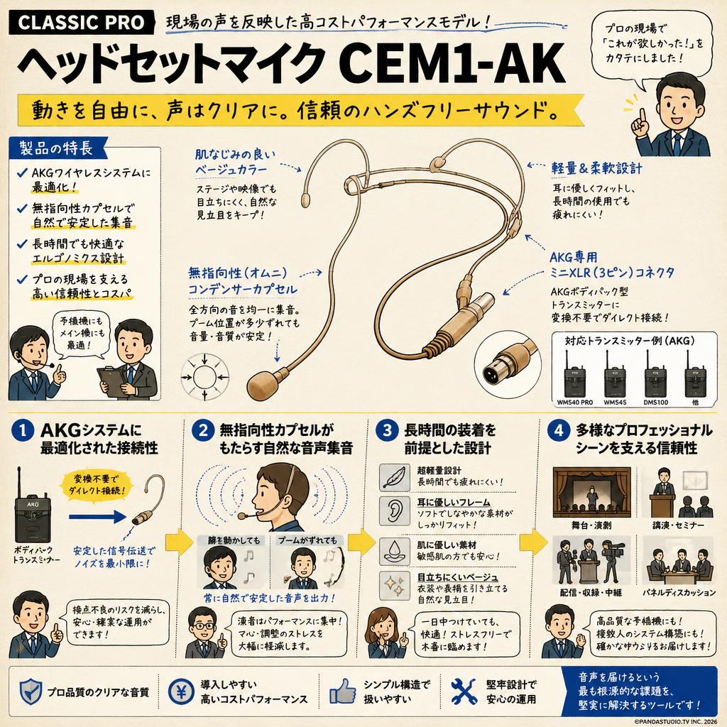 CLASSIC PRO ヘッドセットマイク  CEM1-AK 概要