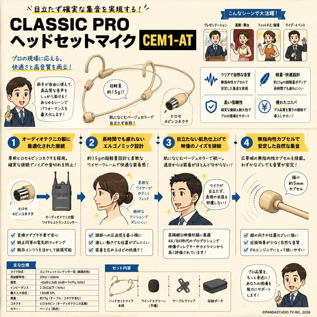 CLASSIC PRO ヘッドセットマイク  CEM1-AT 概要