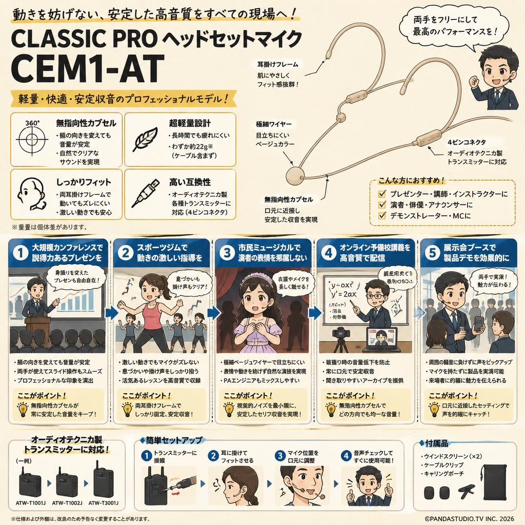 CLASSIC PRO ヘッドセットマイク  CEM1-AT 用途