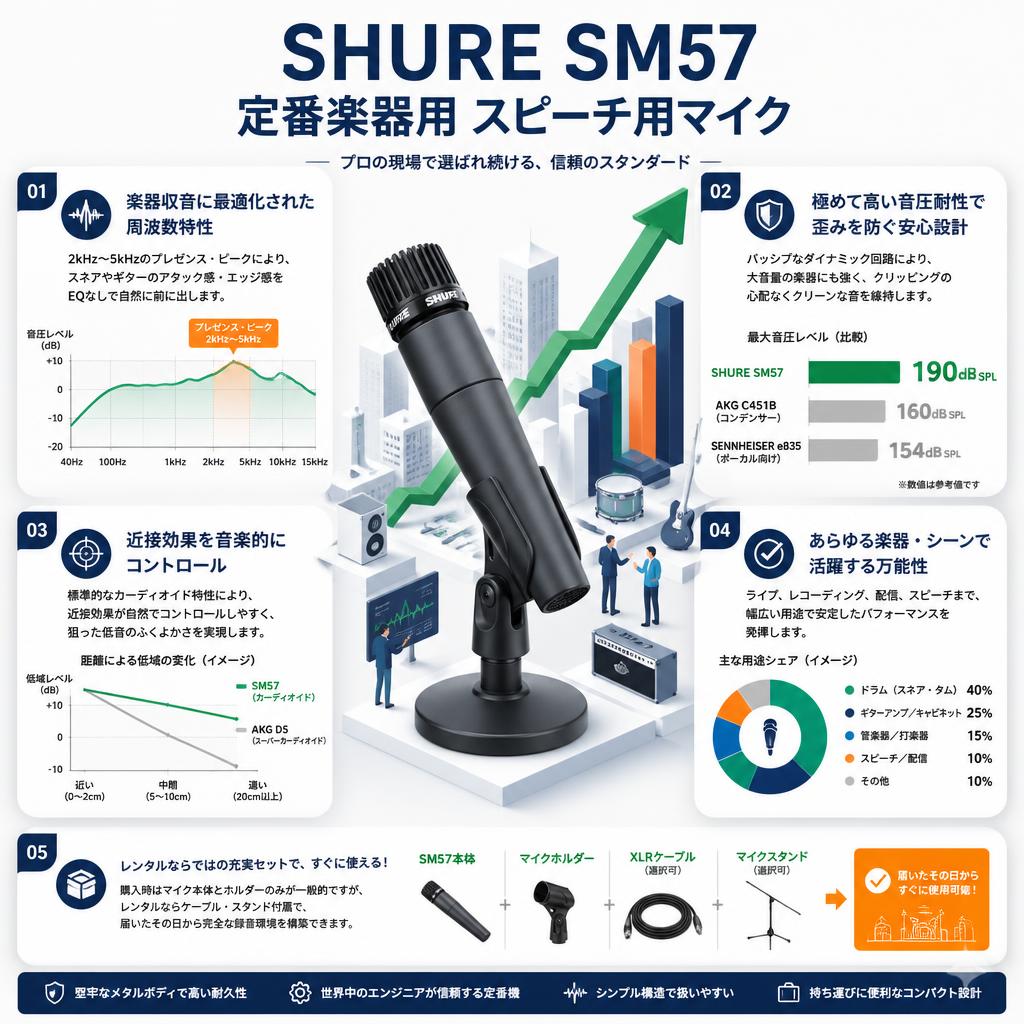 SHURE SM57 定番楽器用 スピーチ用マイク セールスポイント