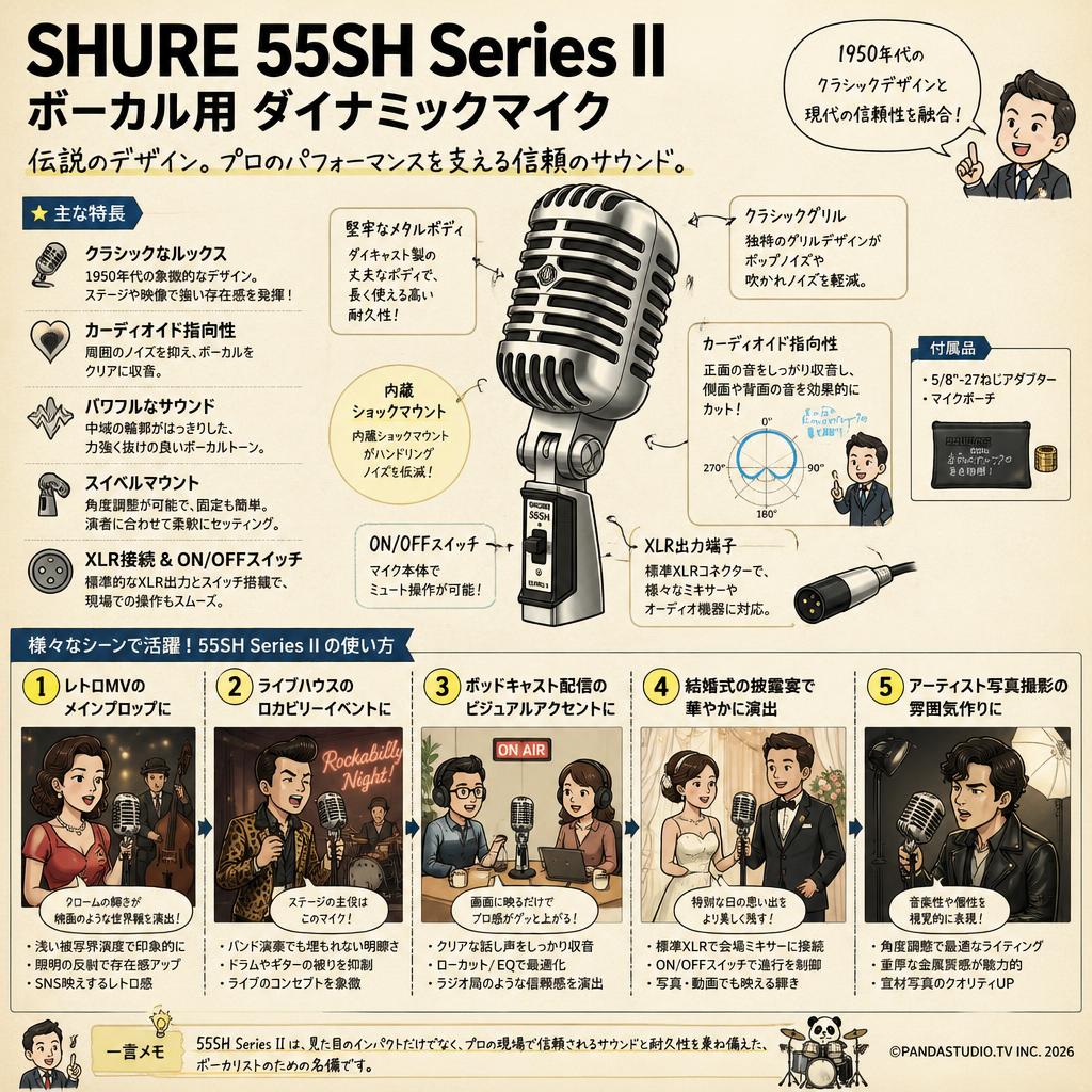SHURE 55SH Series II ボーカル用 ダイナミックマイク 用途