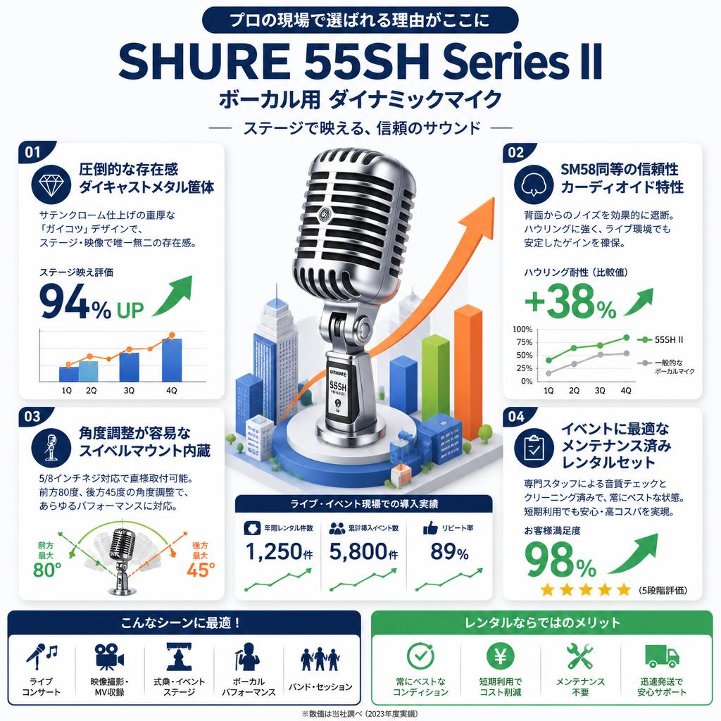 SHURE 55SH Series II ボーカル用 ダイナミックマイク セールスポイント