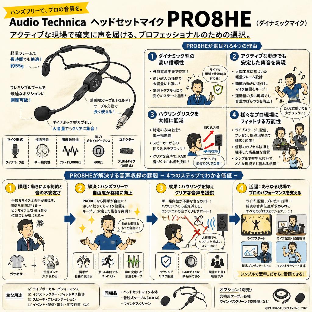 Audio Technica ヘッドセットマイク  PRO8HE（ダイナミックマイク） 概要