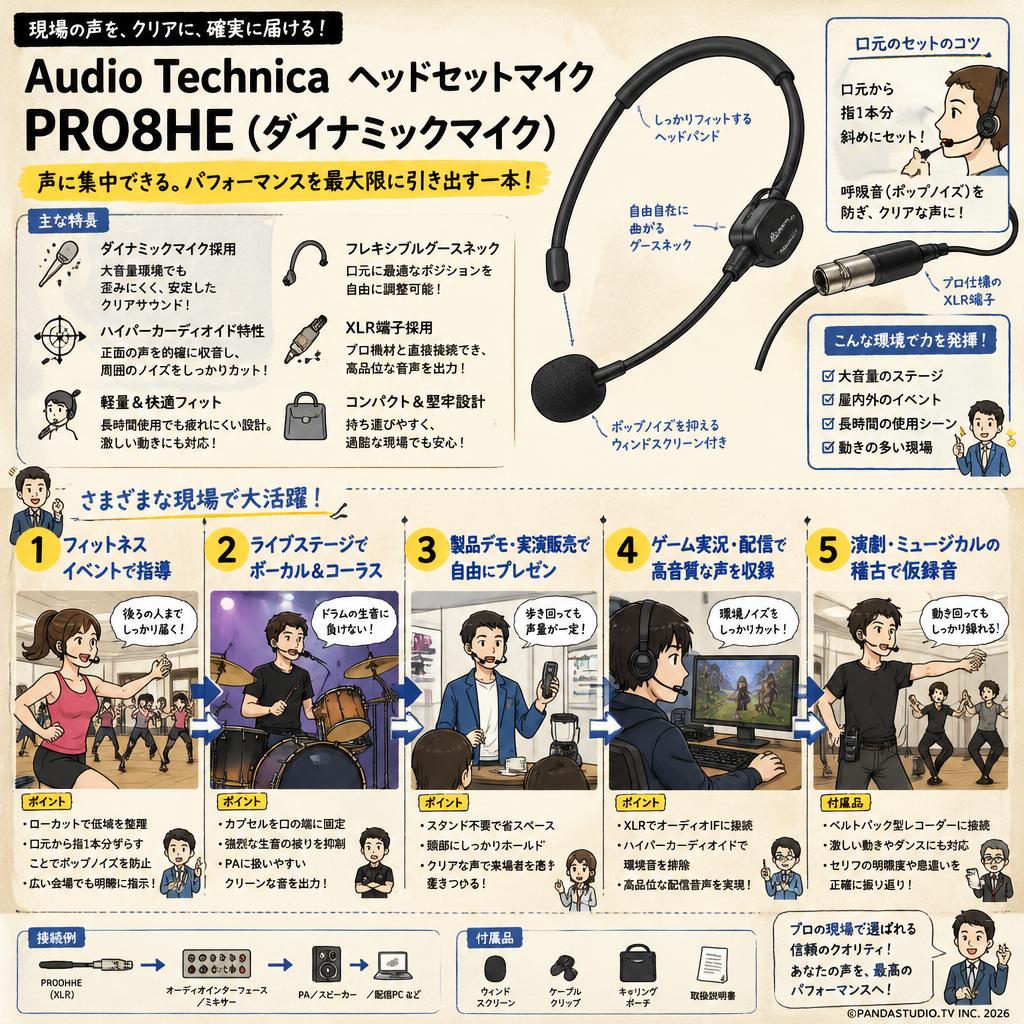 Audio Technica ヘッドセットマイク  PRO8HE（ダイナミックマイク） 用途
