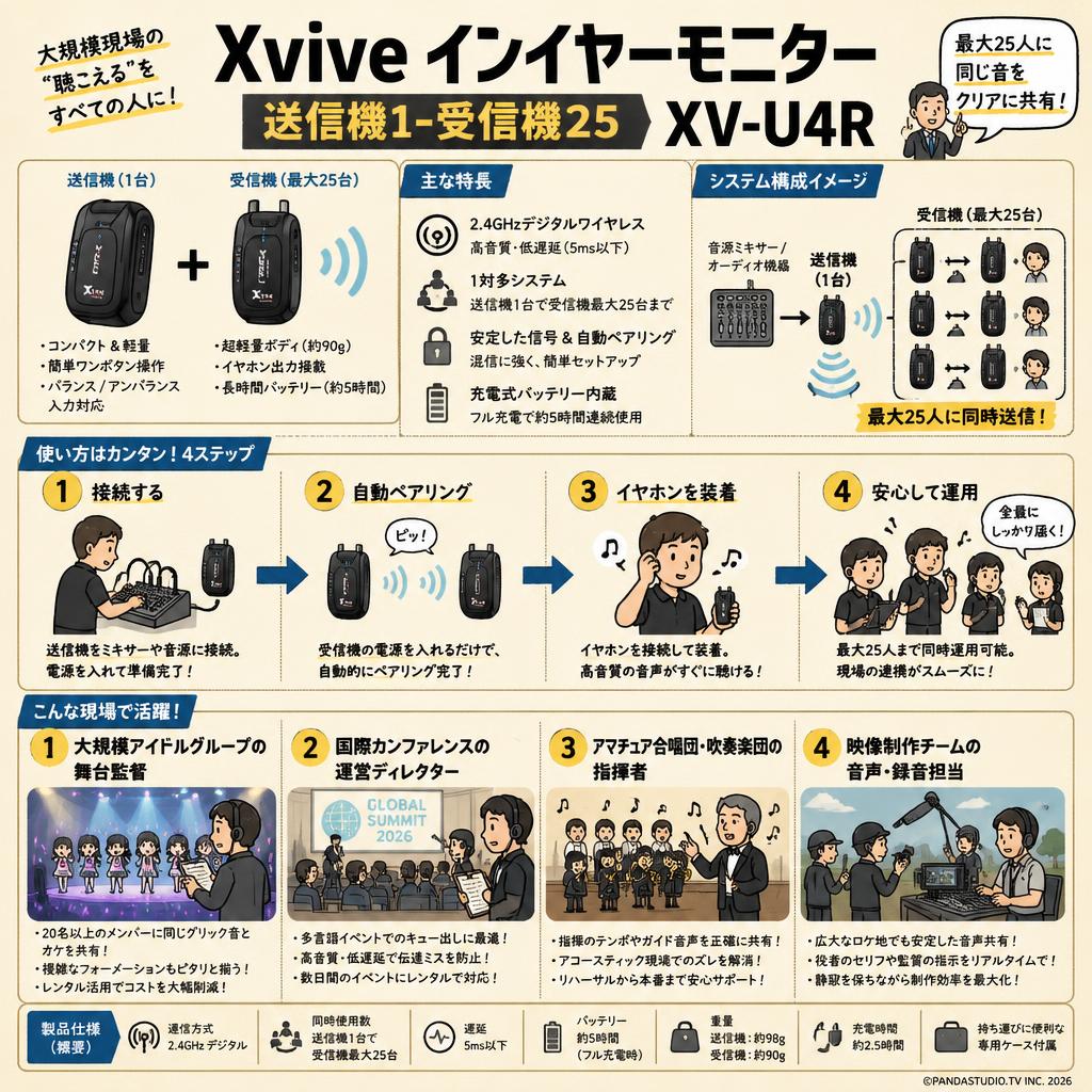 Xvive インイヤーモニター  送信機1-受信機25 XV-U4R おもな対象のお客様