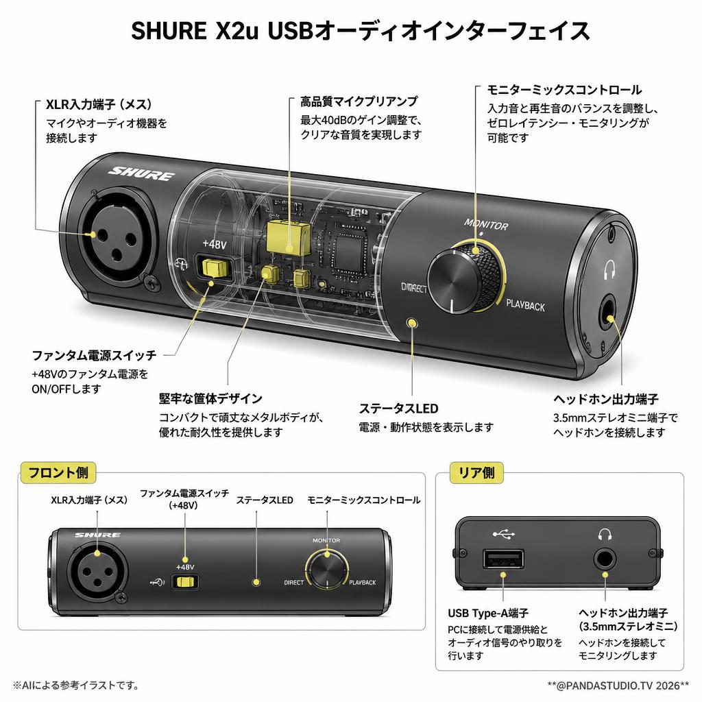 SHURE X2u USBオーディオインターフェイス スペック