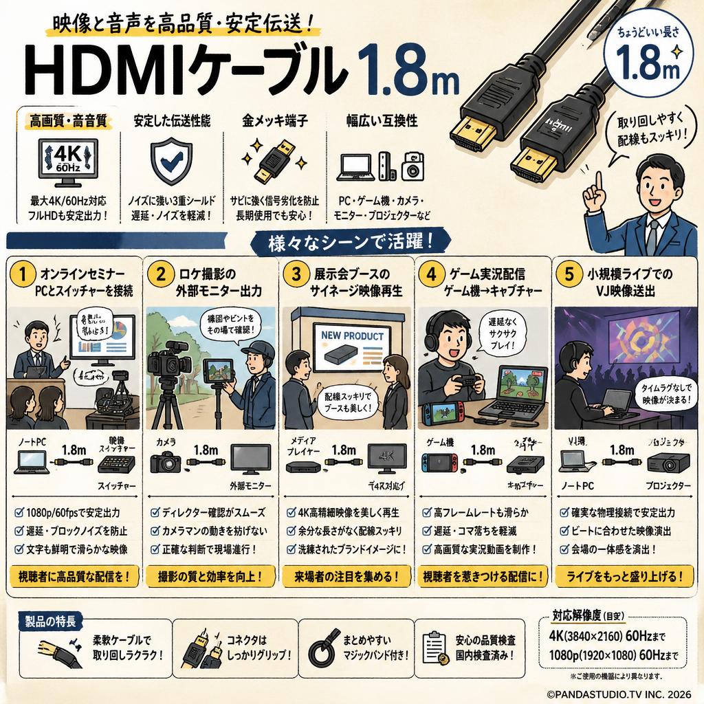 HDMIケーブル 1.8m 用途