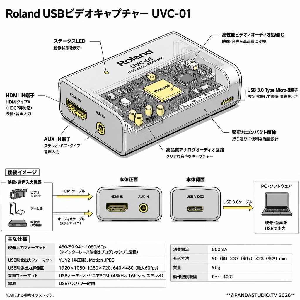 Roland USBビデオキャプチャー UVC-01 スペック