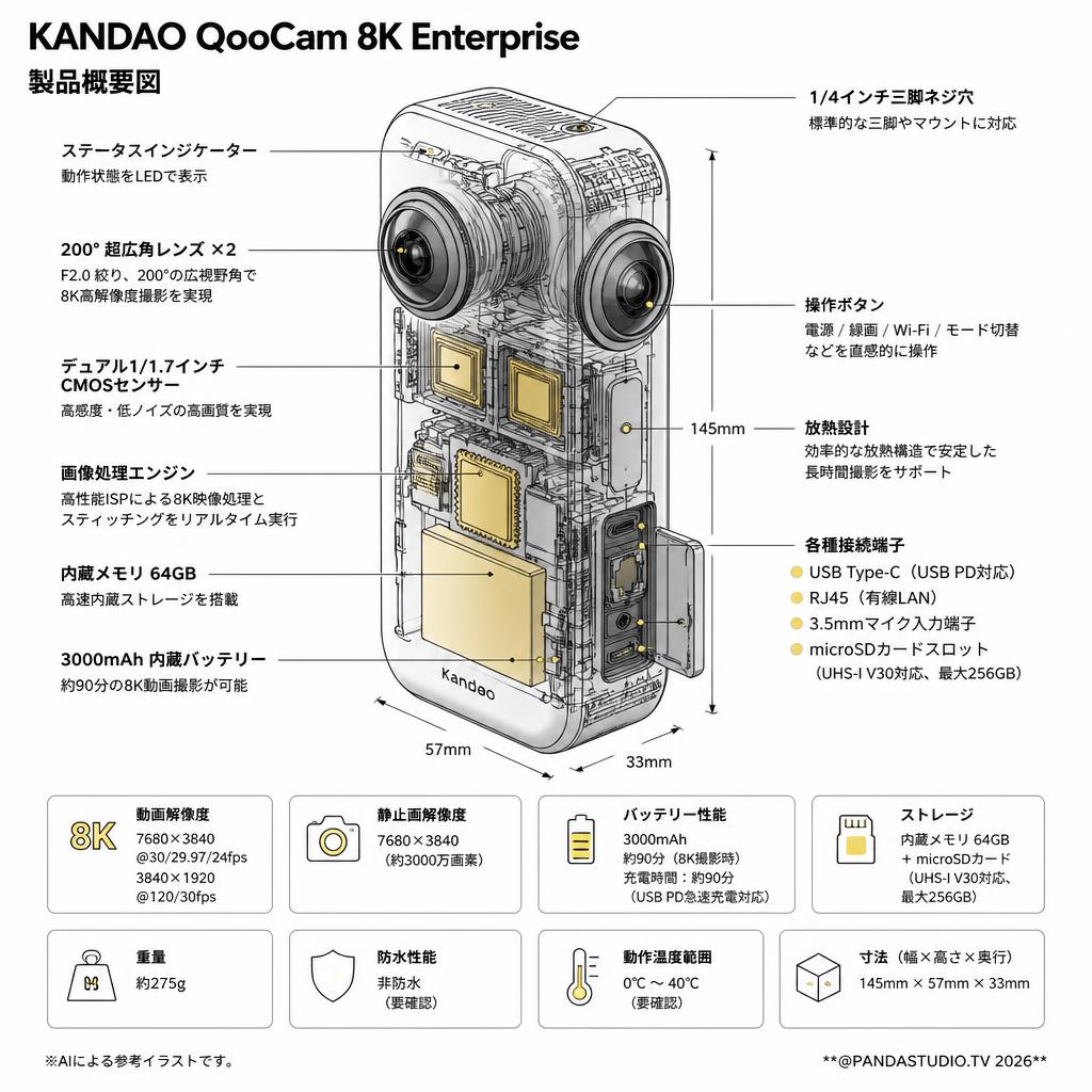 Kandao QooCam 8K Enterprise スペック