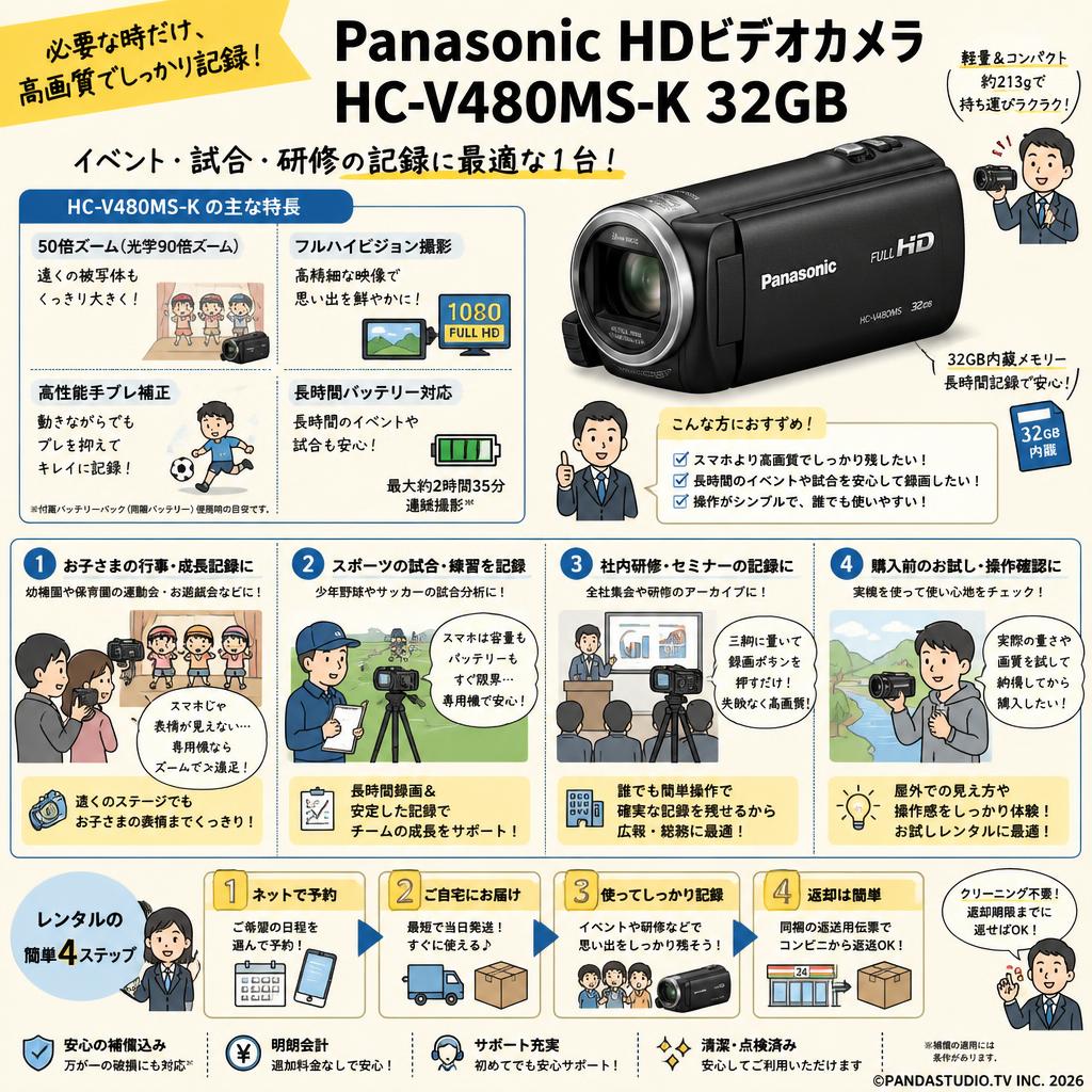 Panasonic HDビデオカメラ HC-V480MS-K 32GB おもな対象のお客様