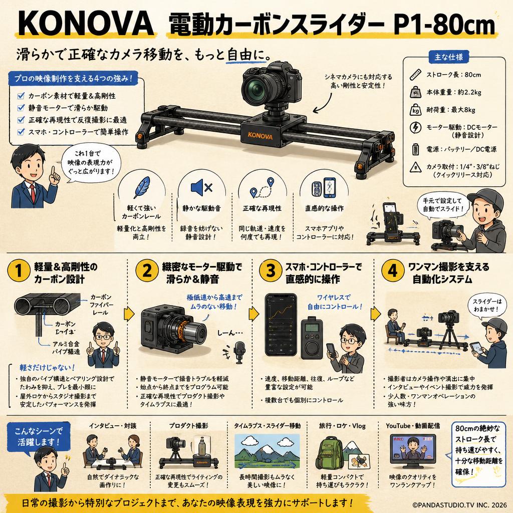 KONOVA 電動カーボンスライダー P1-80cm 概要
