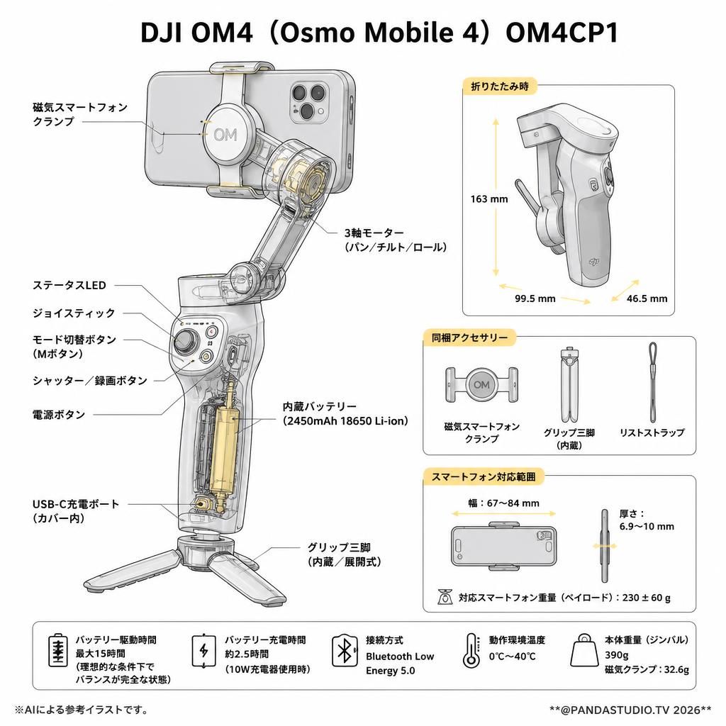 DJI OM4（Osmo Mobile 4）OM4CP1 スペック