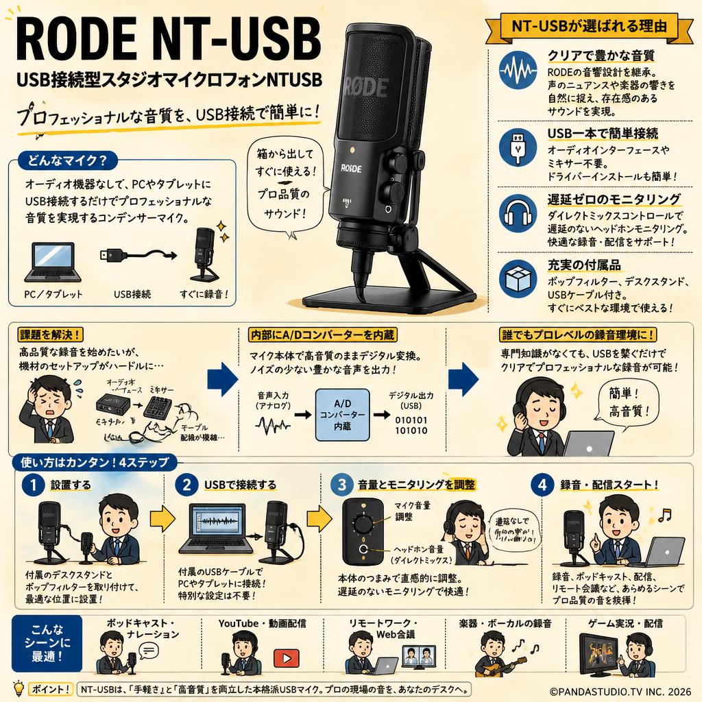 RODE NT-USB USB接続型スタジオマイクロフォンNTUSB 概要