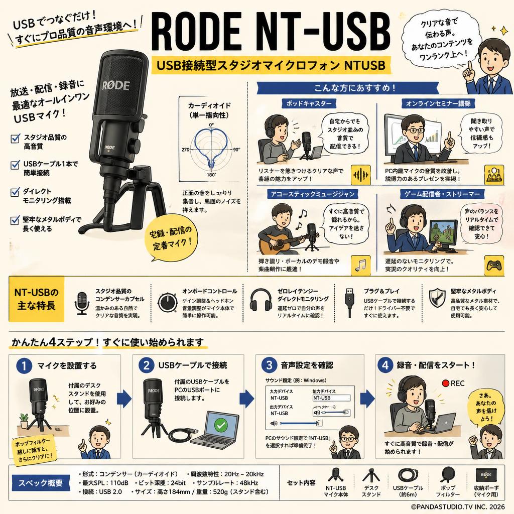 RODE NT-USB USB接続型スタジオマイクロフォンNTUSB おもな対象のお客様