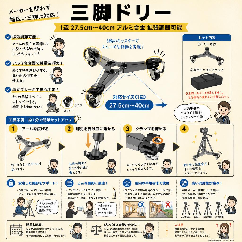 三脚ドリー  1辺 27.5cm~40cm アルミ合金 拡張調節可能 FAQ（よくある質問と答え）