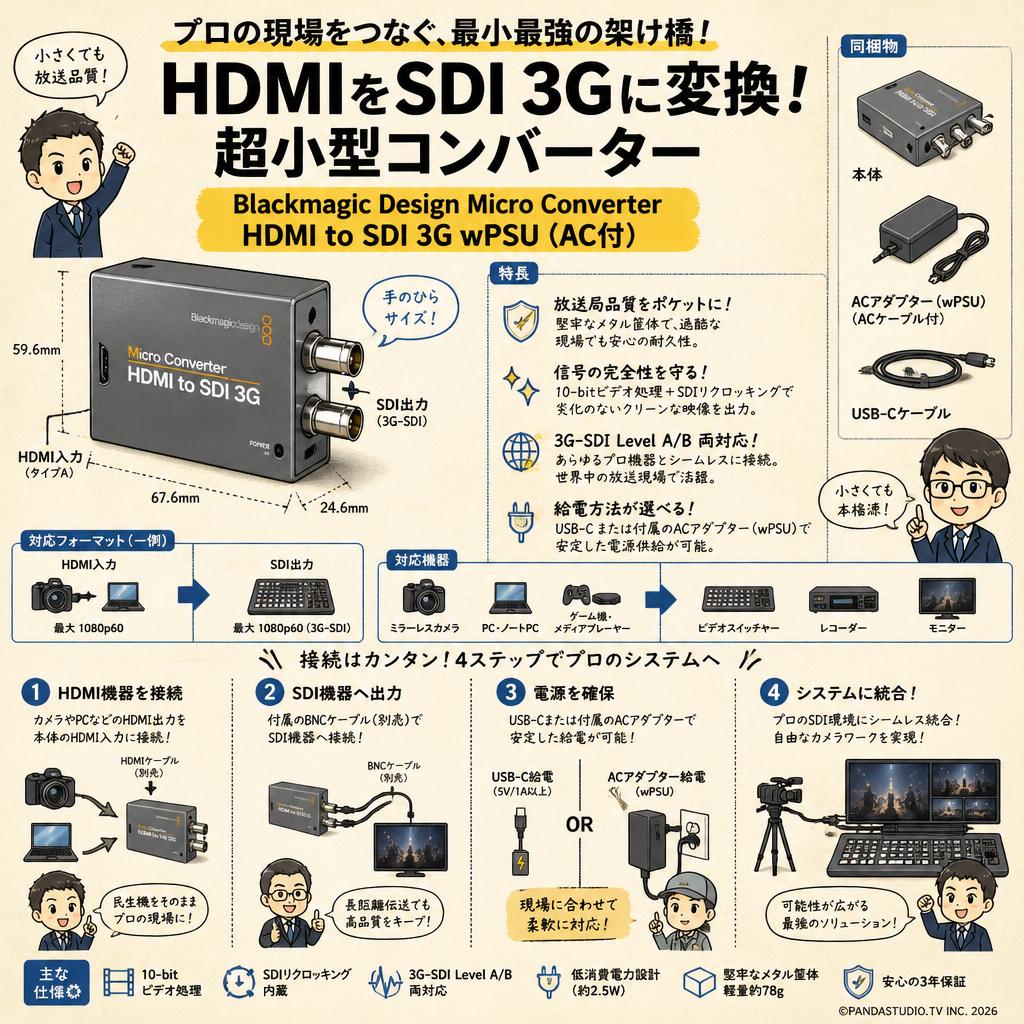 Blackmagic Design Micro Converter HDMI to SDI 3G wPSU（AC付） 概要