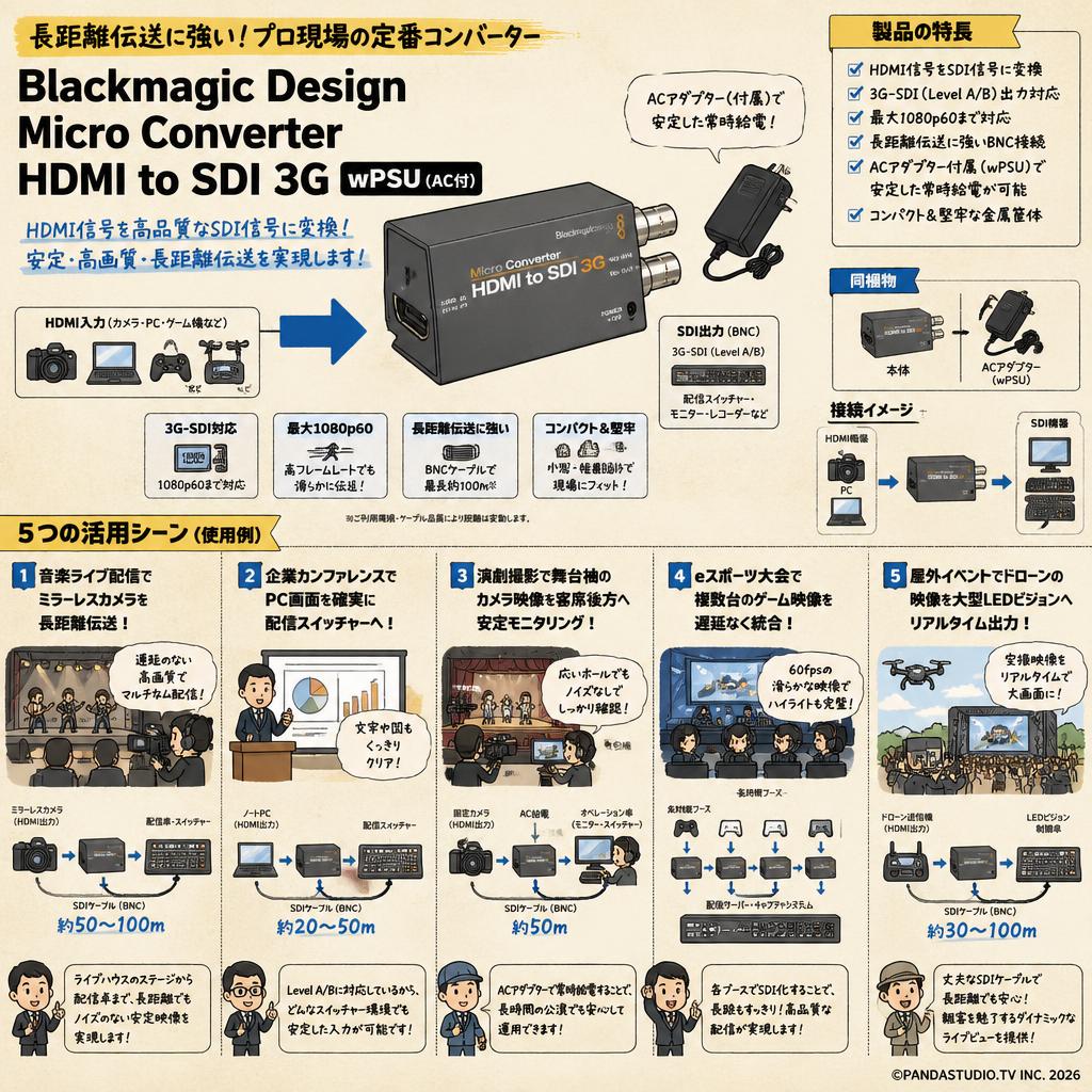 Blackmagic Design Micro Converter HDMI to SDI 3G wPSU（AC付） 用途