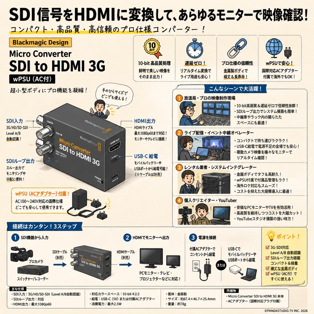Blackmagic Design Micro Converter SDI to HDMI 3G wPSU（AC付） おもな対象のお客様