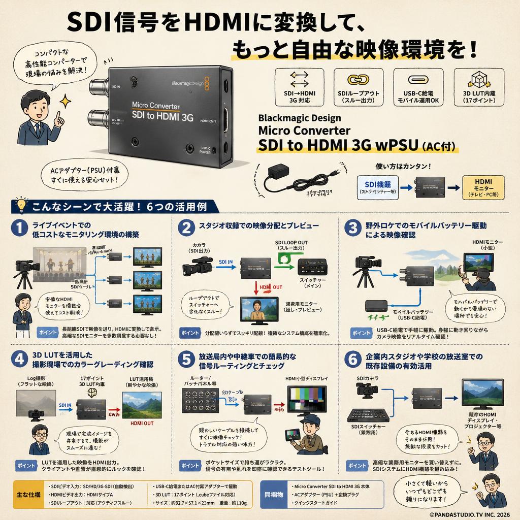Blackmagic Design Micro Converter SDI to HDMI 3G wPSU（AC付） 用途