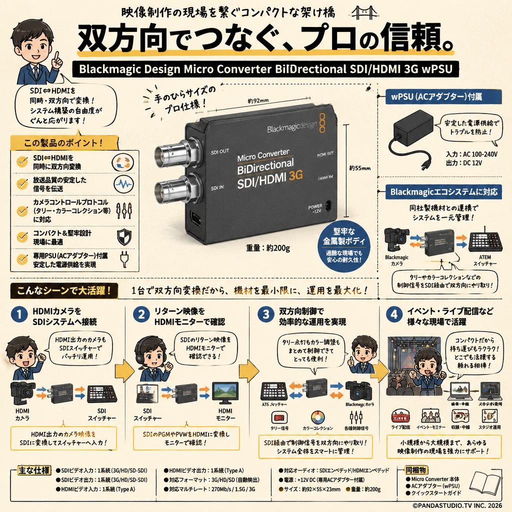 Blackmagic Design Micro Converter BiDirectional SDI/HDMI 3G wPSU 概要