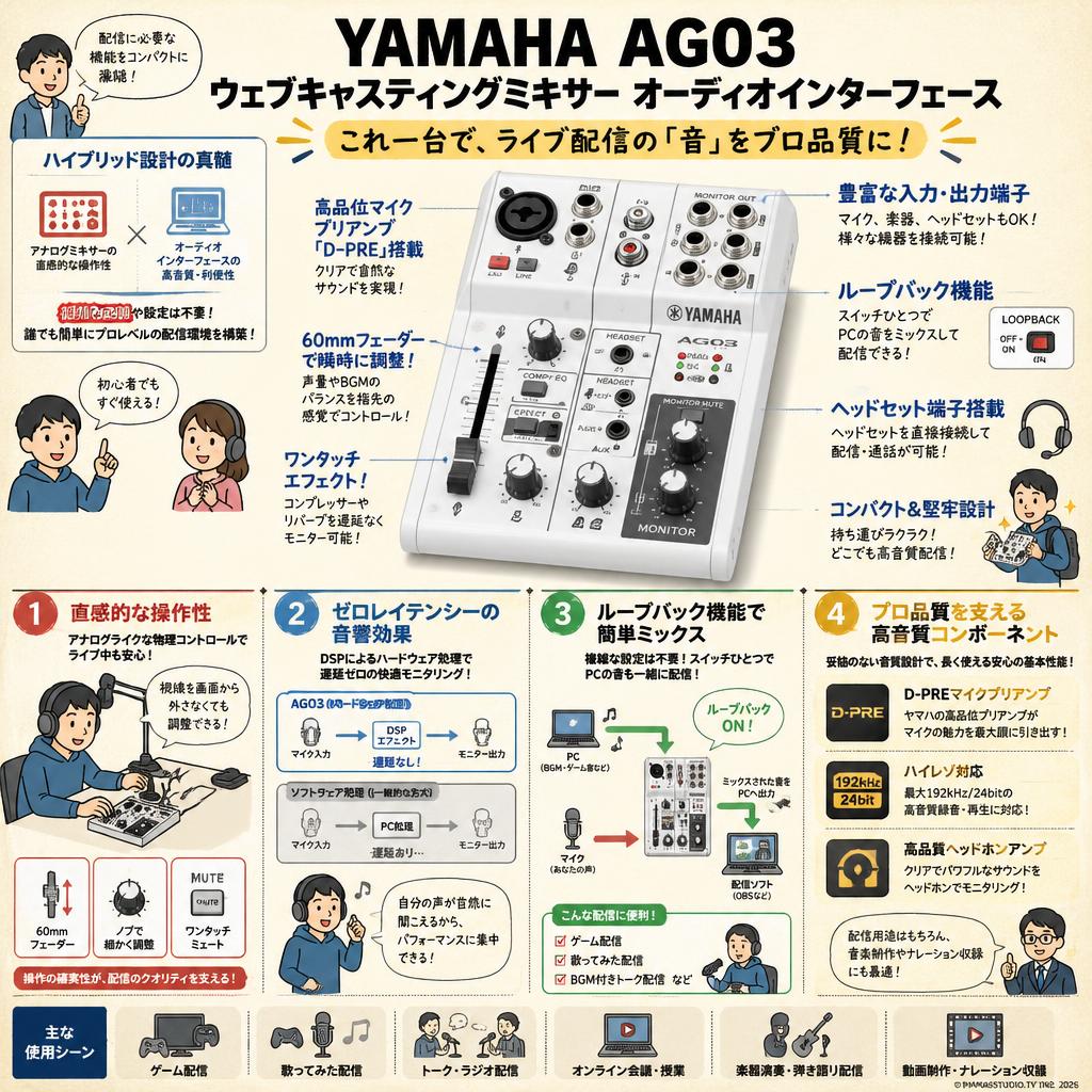 YAMAHA AG03 ウェブキャスティングミキサー オーディオ