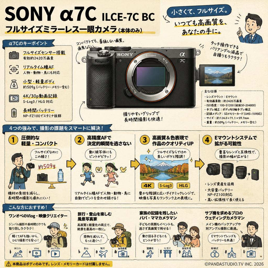 SONY α7C ILCE-7C BC フルサイズミラーレス一眼カメラ (本体のみ） おもな対象のお客様