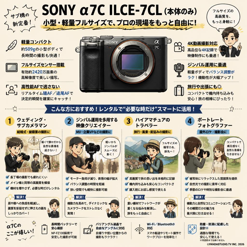 SONY α7C ILCE-7CL SC フルサイズミラーレス一眼カメラ (本体のみ） おもな対象のお客様