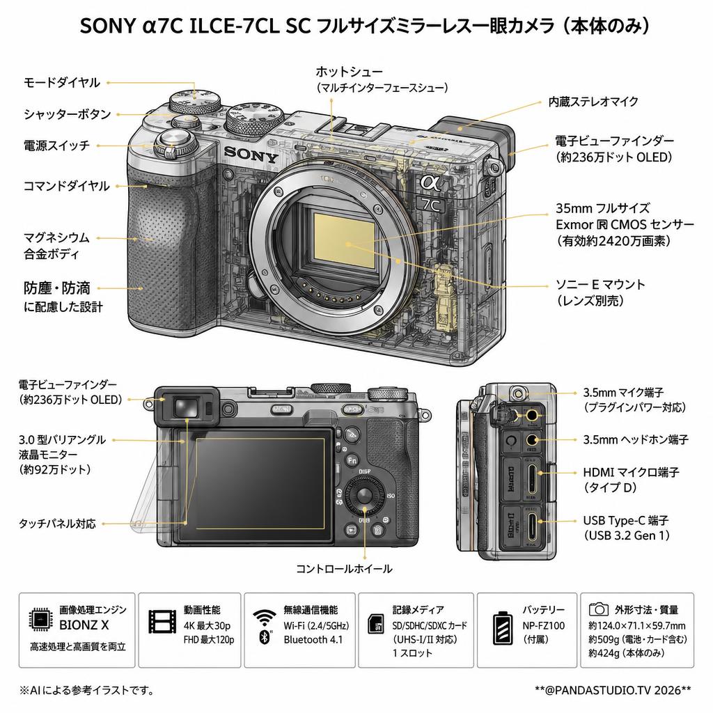 SONY α7C ILCE-7CL SC フルサイズミラーレス一眼カメラ (本体のみ） スペック