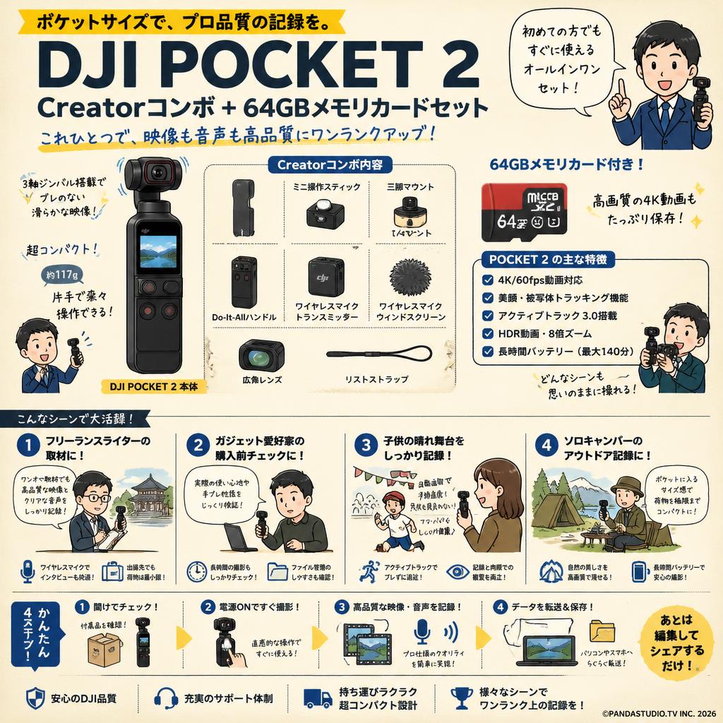 DJI Pocket 2 Creatorコンボ+64GBメモリカードセット おもな対象のお客様
