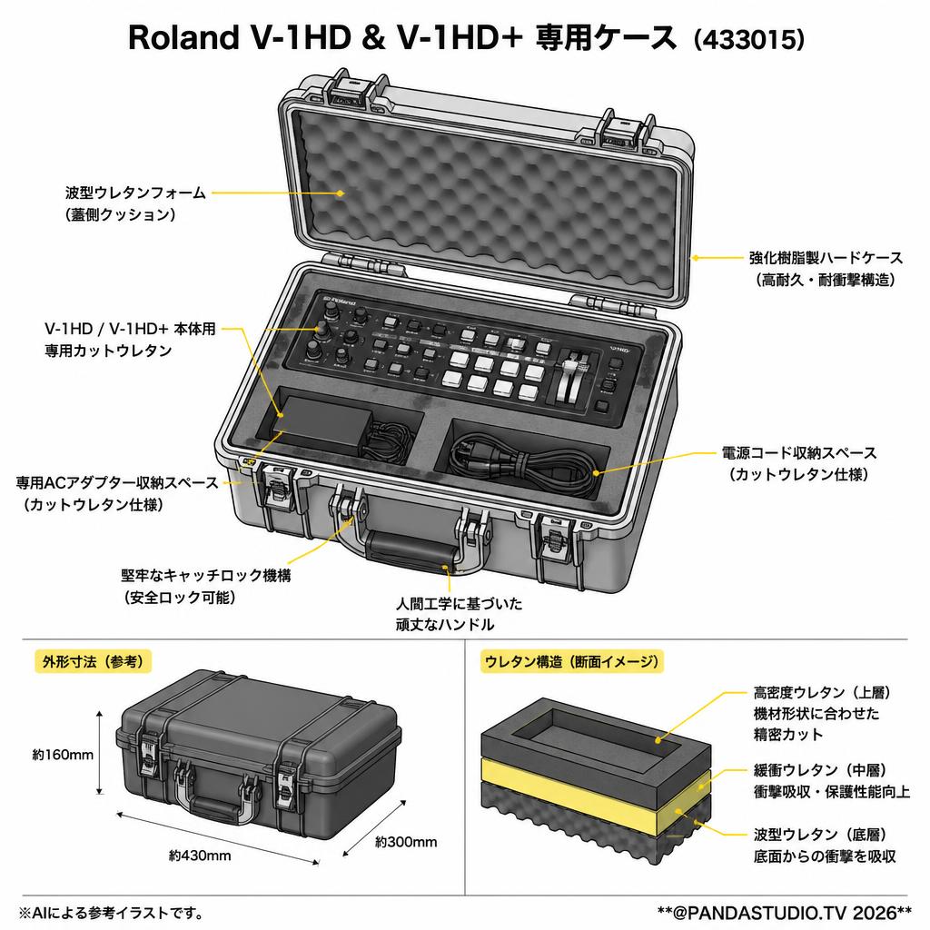 Roland V-1HD & V-1HD+ 専用ケース（433015） スペック