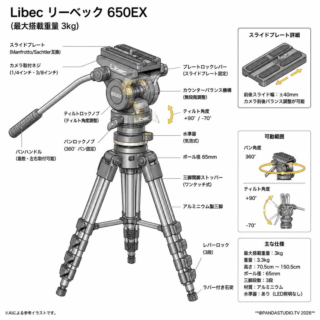 Libec リーベック 650EX (最大搭載重量 3kg) スペック