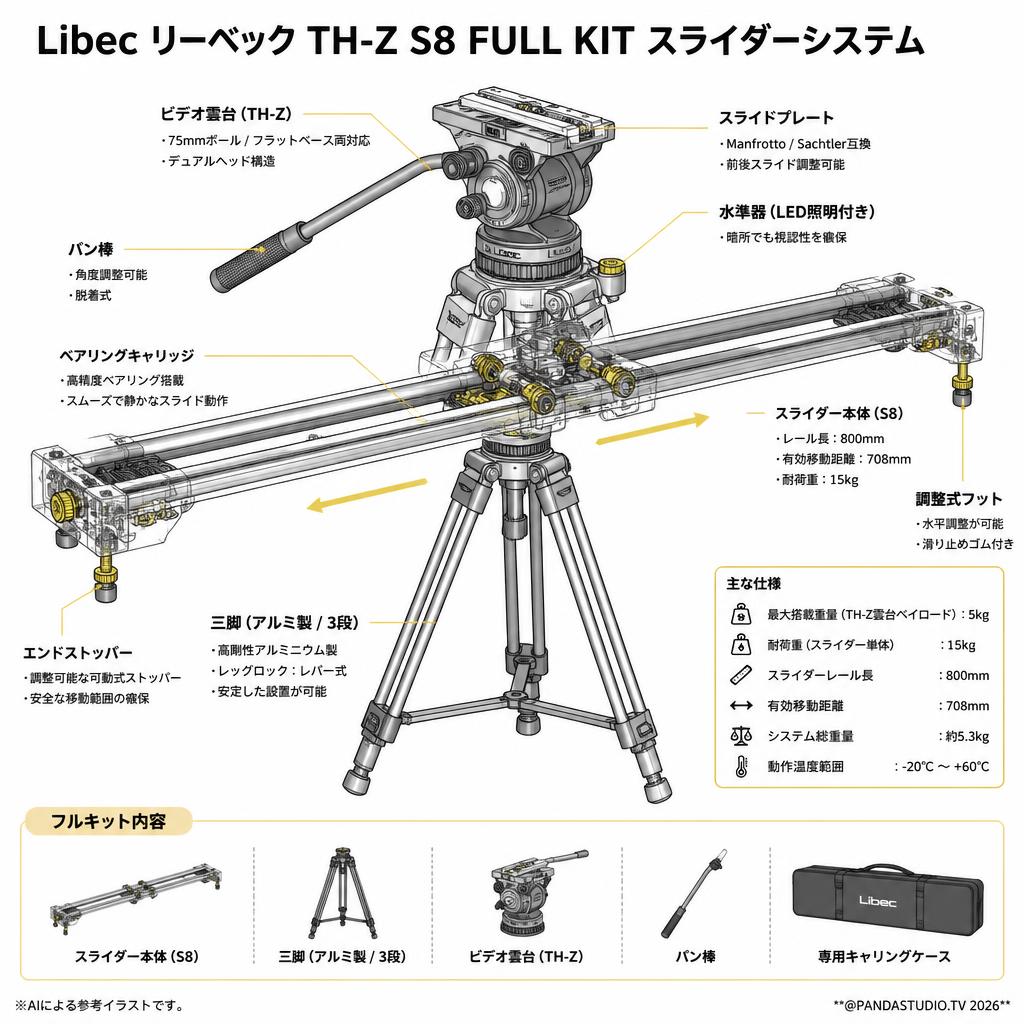 Libec リーベック TH-Z S8 FULL KIT  スライダーシステム スペック