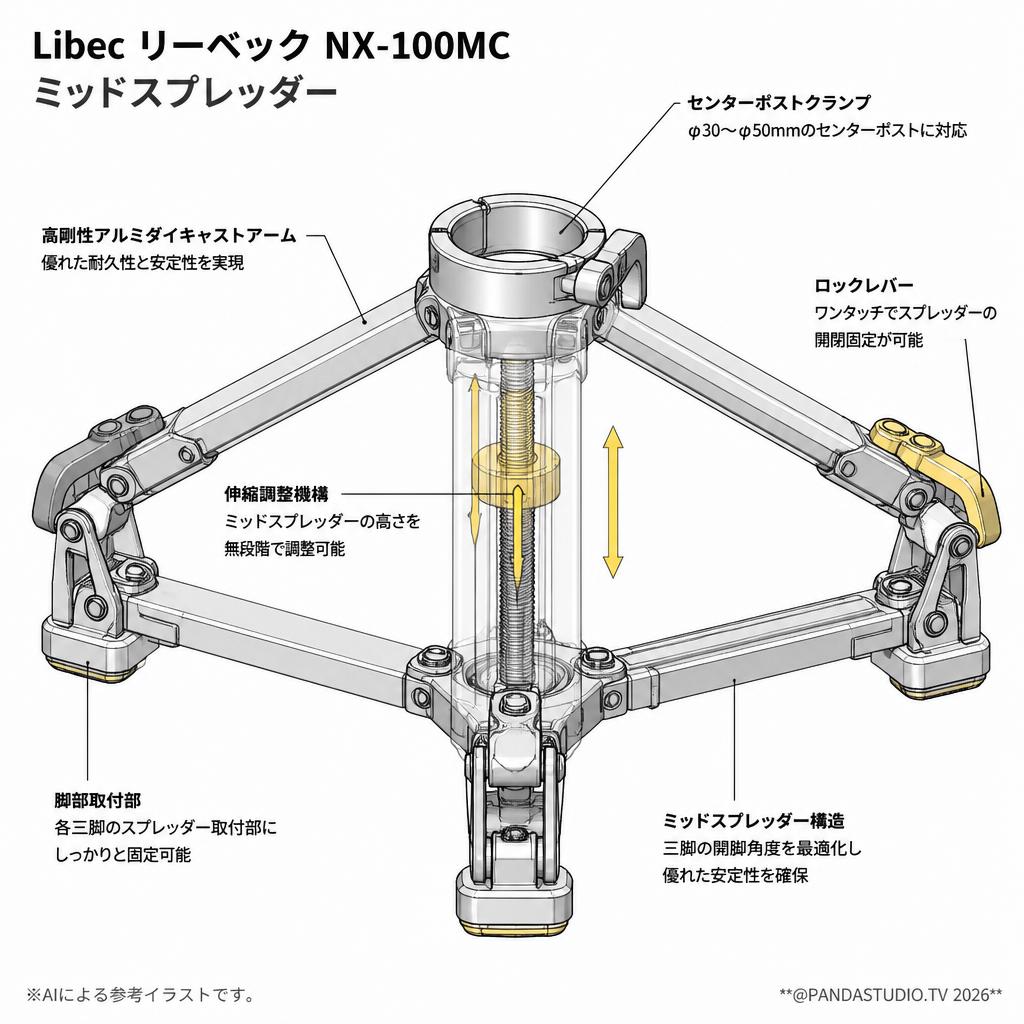 Libec リーベック NX-100MC ミッドスプレッダー スペック