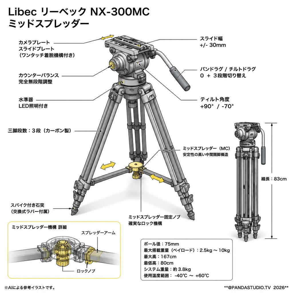 Libec リーベック NX-300MC ミッドスプレッダー スペック
