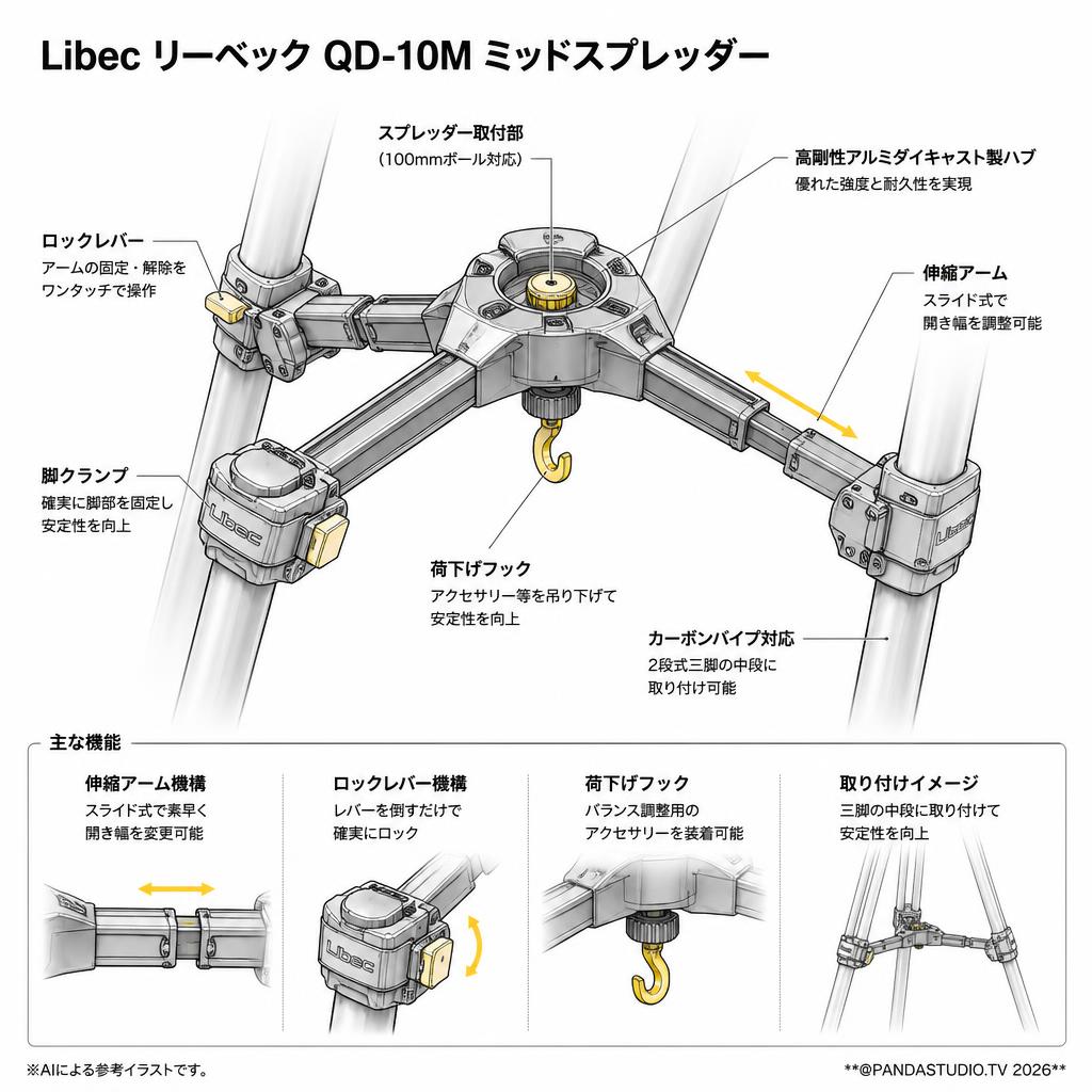 Libec リーベック QD-10M ミッドスプレッダー スペック